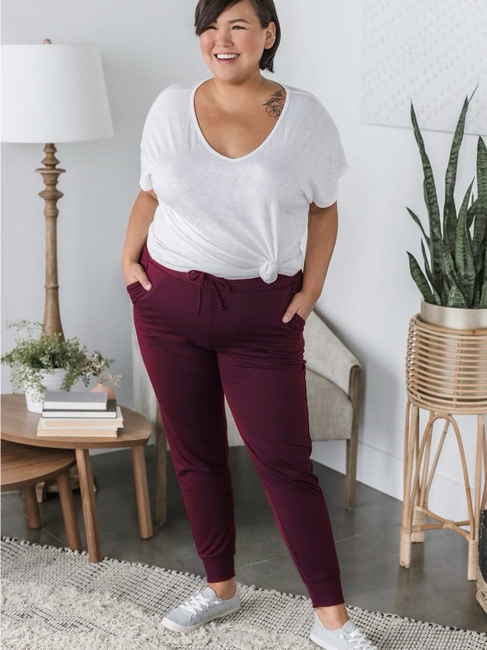Keep it Light Joggers (NWOT) Burgundy, Size Small